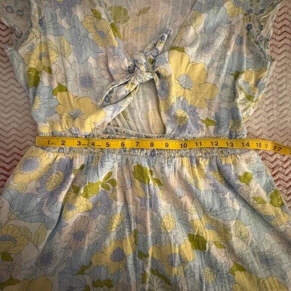 American Eagle Blue and Green Floral Romper - Size Large - Picture 7 of 12